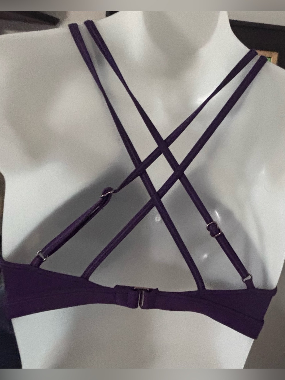 CALIA by Carrie Underwood Strappy Back Sports Bra Bikini Top| Purple | M - Picture 4 of 5